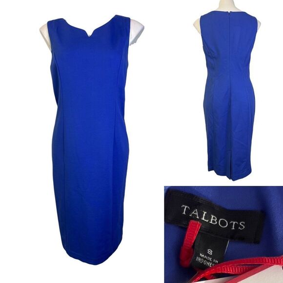 Talbots Dresses & Skirts - Talbots dress size 8 classic ponte knit sleeveless stretch knee length office -4